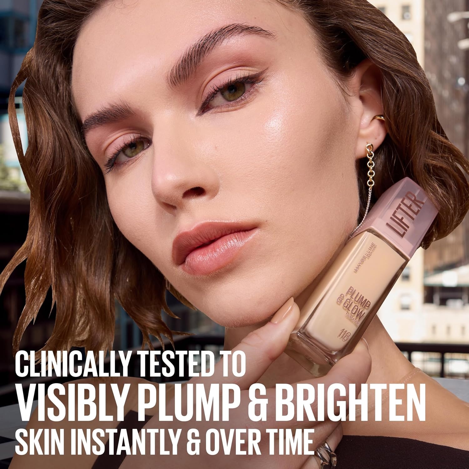 image:imageMaybelline Lifter Plump amp Glow Foundation Liquid Foundation with 2 Niacinamide Hyaluronic Acid Plumping and Brightening Face Makeup 367 1 Count110 WARM