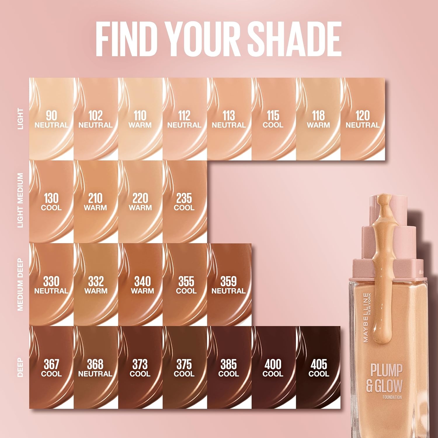 image:imageMaybelline Lifter Plump amp Glow Foundation Liquid Foundation with 2 Niacinamide Hyaluronic Acid Plumping and Brightening Face Makeup 367 1 Count120 NEUTRAL