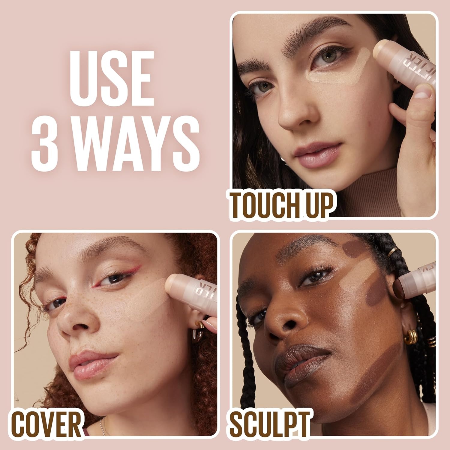 image:imageMaybelline Lifter Stix MultiUse Face Stick Contour Bronzer Concealer and Foundation Stick AllInOne Creamy Face Makeup with Cranberry Seed Oil 20 1 Count80 Cool
