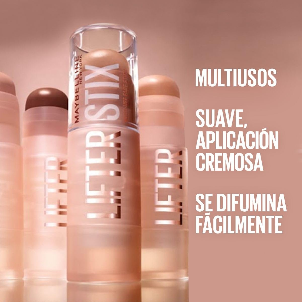 image:imageMaybelline Lifter Stix MultiUse Face Stick Contour Bronzer Concealer and Foundation Stick AllInOne Creamy Face Makeup with Cranberry Seed Oil 20 1 Count40 Neutral