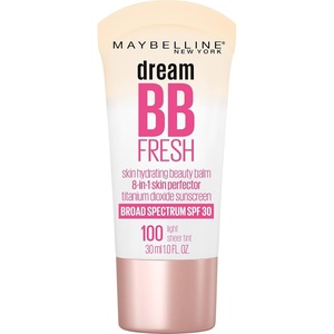 MAYBELLINE Dream Fresh Skin Hydrating BB Cream, 8-in-1 Skin Perfecting Beauty Balm With Broad Spectrum Spf 30, Sheer Tint Coverage, Oil-Free, Deep, 1 Fl Oz(100 LIGHT)