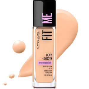 Maybelline Fit Me Dewy + Smooth Liquid Foundation Makeup, Natural Beige, 1 Count (Packaging May Vary)(125 NUDE BEIGE)