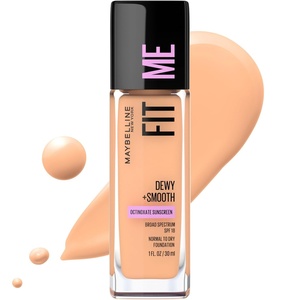 Maybelline Fit Me Dewy + Smooth Liquid Foundation Makeup, Natural Beige, 1 Count (Packaging May Vary)(130 BUFF BEIGE)