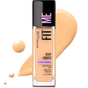 Maybelline Fit Me Dewy + Smooth Liquid Foundation Makeup, Natural Beige, 1 Count (Packaging May Vary)(210 SANDY BEIGE)