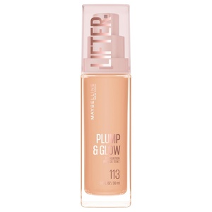Maybelline Lifter Plump & Glow Foundation, Liquid Foundation with 2% Niacinamide + Hyaluronic Acid, Plumping and Brightening Face Makeup, 367, 1 Count(113 NEUTRAL)