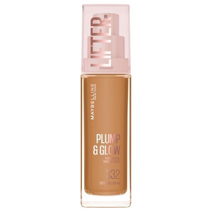 Maybelline Lifter Plump & Glow Foundation, Liquid Foundation with 2% Niacinamide + Hyaluronic Acid, Plumping and Brightening Face Makeup, 367, 1 Count(332 WARM)
