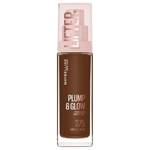 Maybelline Lifter Plump & Glow Foundation, Liquid Foundation with 2% Niacinamide + Hyaluronic Acid, Plumping and Brightening Face Makeup, 367, 1 Count(375 COOL)