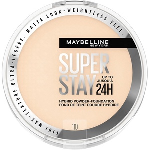 Maybelline Super Stay Up to 24HR Hybrid Powder-Foundation, Medium-to-Full Coverage Makeup, Matte Finish, 375, 1 Count(SUPERSTAY POWDER 110)