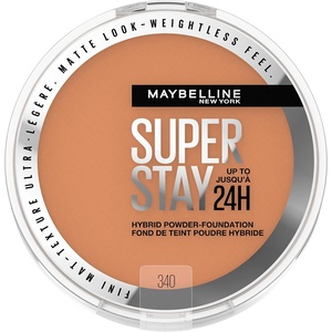 Maybelline Super Stay Up to 24HR Hybrid Powder-Foundation, Medium-to-Full Coverage Makeup, Matte Finish, 375, 1 Count(SUPERSTAY POWDER 340)