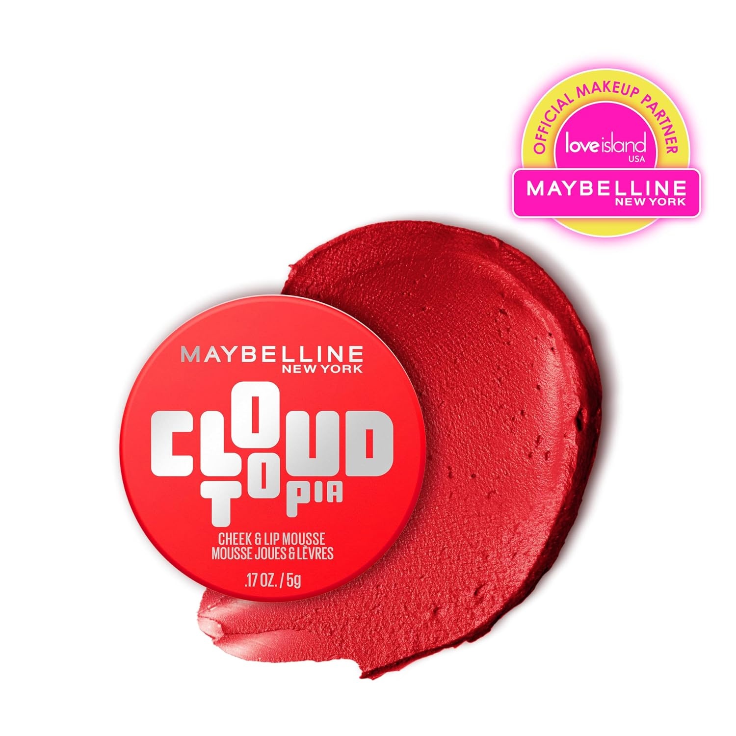 image:imageMaybelline Cloudtopia Blush for Cheeks and Lip Mousse UltraVivid Pigmented Formula for Up to 14HR of Blush and Lip Makeup Color Divine Crimson 1 CountDIVINE CRIMSON