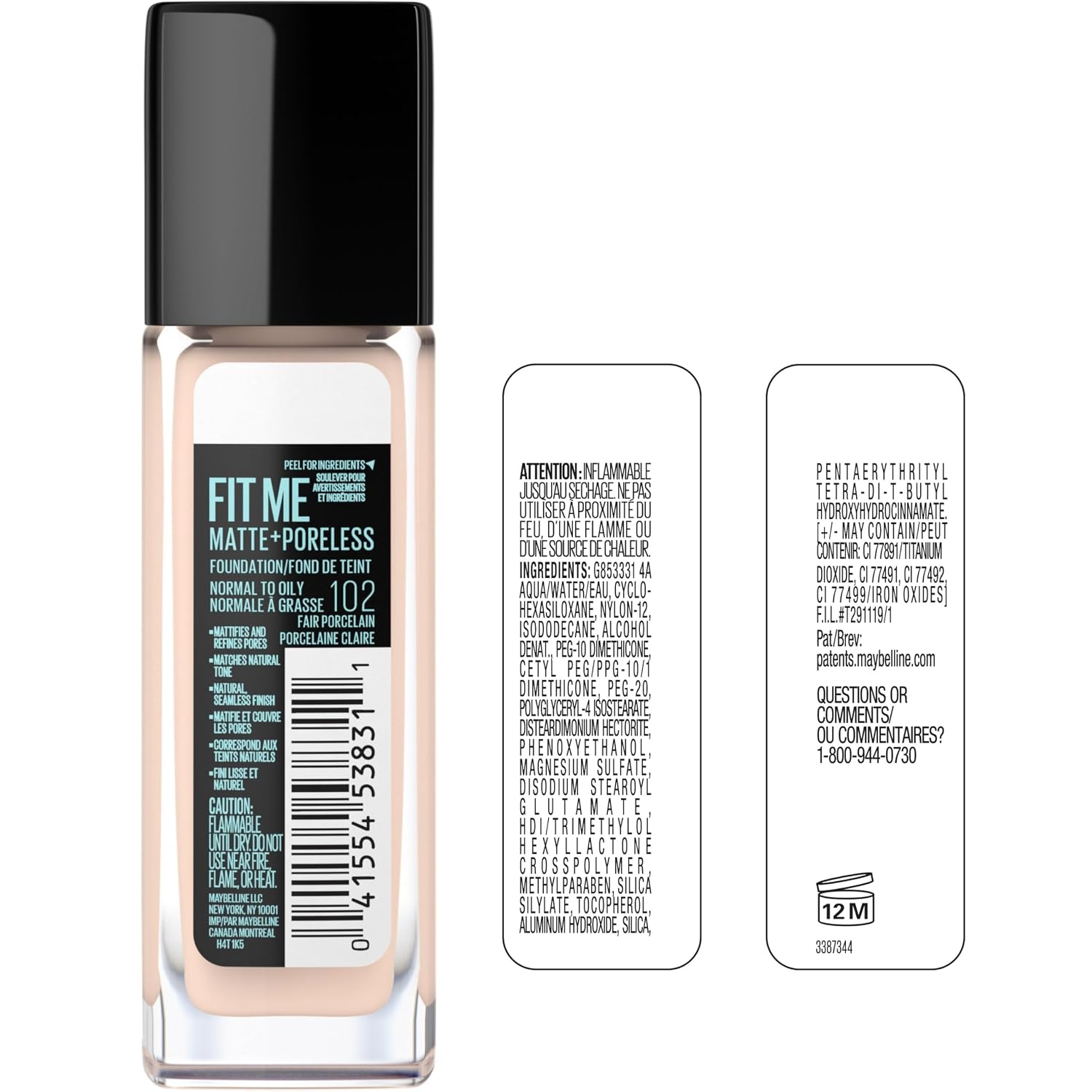 image:imageMaybelline Fit Me Matte Poreless Mattifying Face Primer Makeup With Sunscreen Broad Spectrum SPF 20 16HR Wear Shine Control Clear 1 CountPrimer Porcelain Foundation Bundle