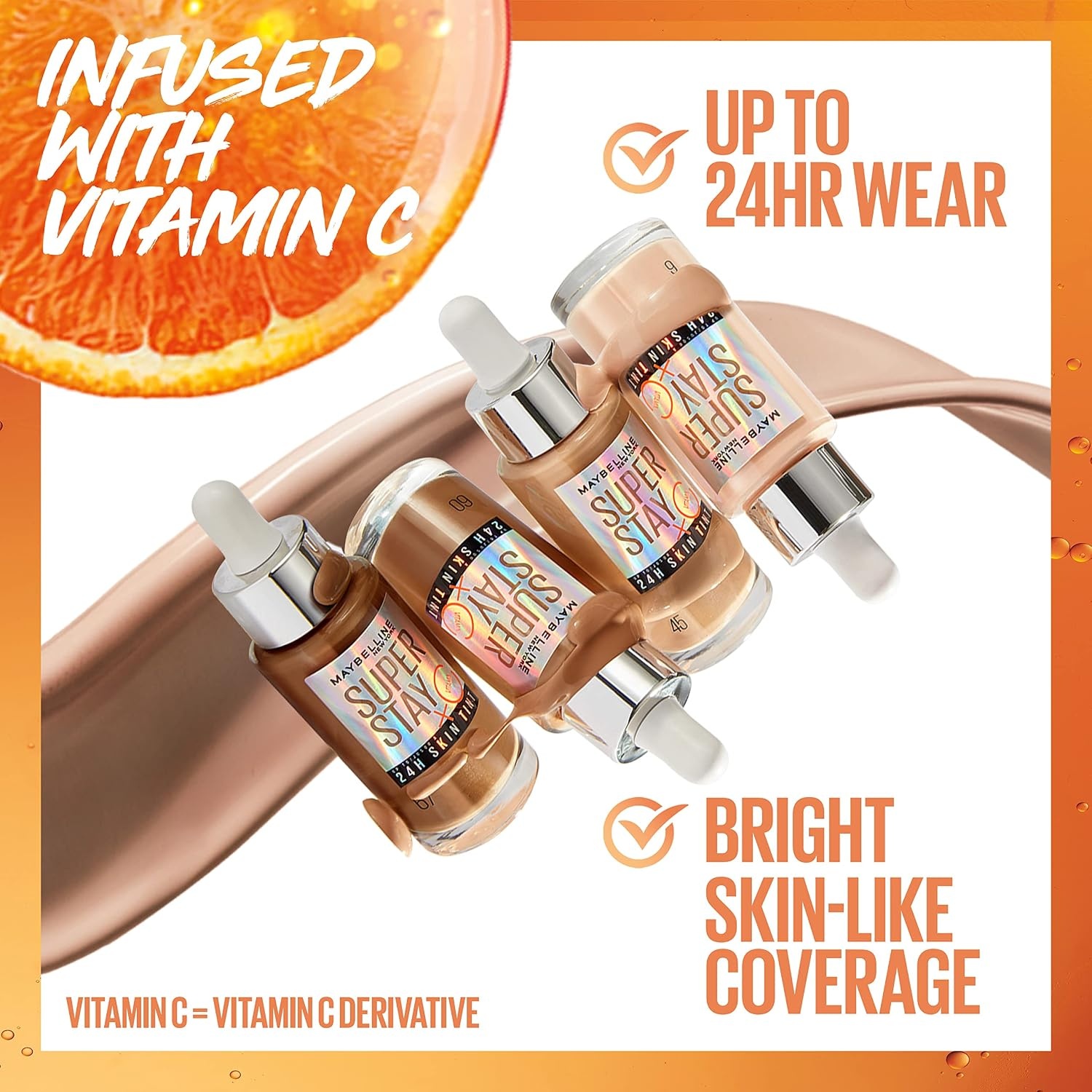 image:imageMaybelline Super Stay Up to 24HR Skin Tint Radiant LighttoMedium Coverage Foundation Makeup Infused With Vitamin C 372 1 Count110