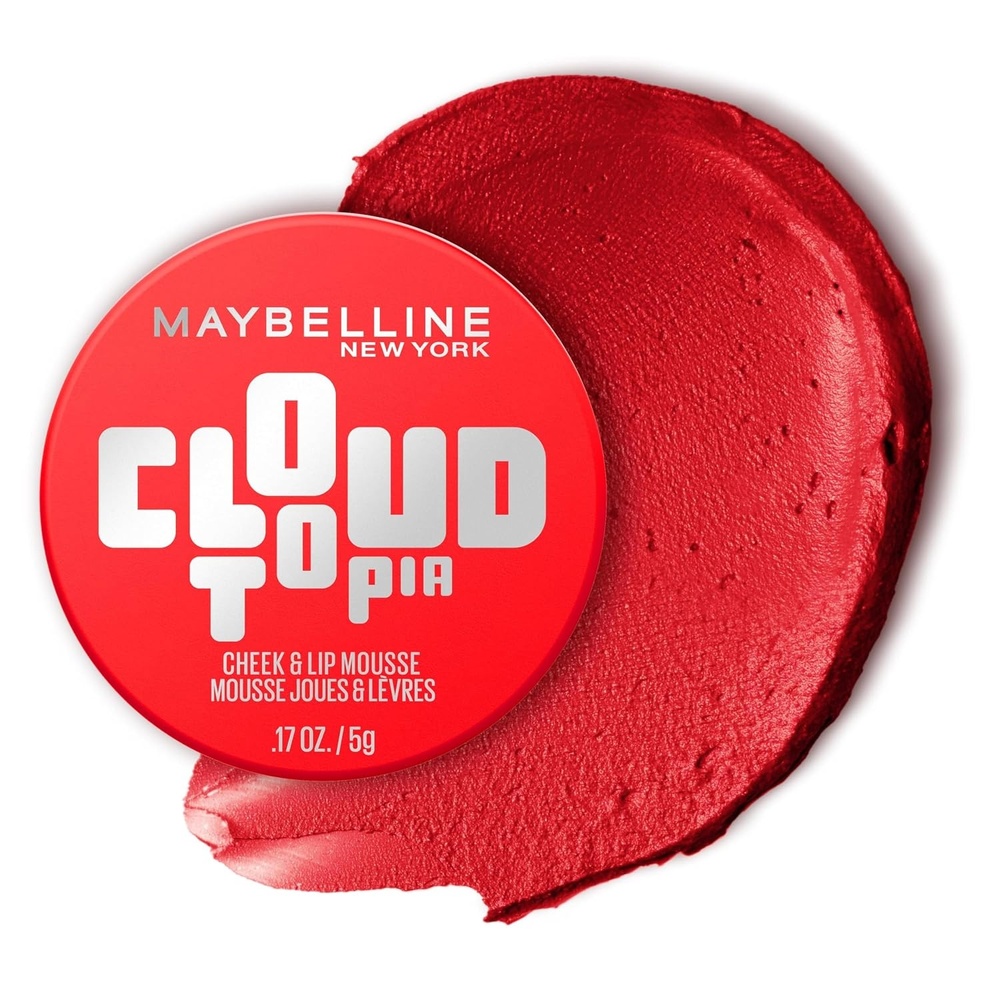 image:imageMaybelline Cloudtopia Blush for Cheeks and Lip Mousse UltraVivid Pigmented Formula for Up to 14HR of Blush and Lip Makeup Color Divine Crimson 1 CountDIVINE CRIMSON