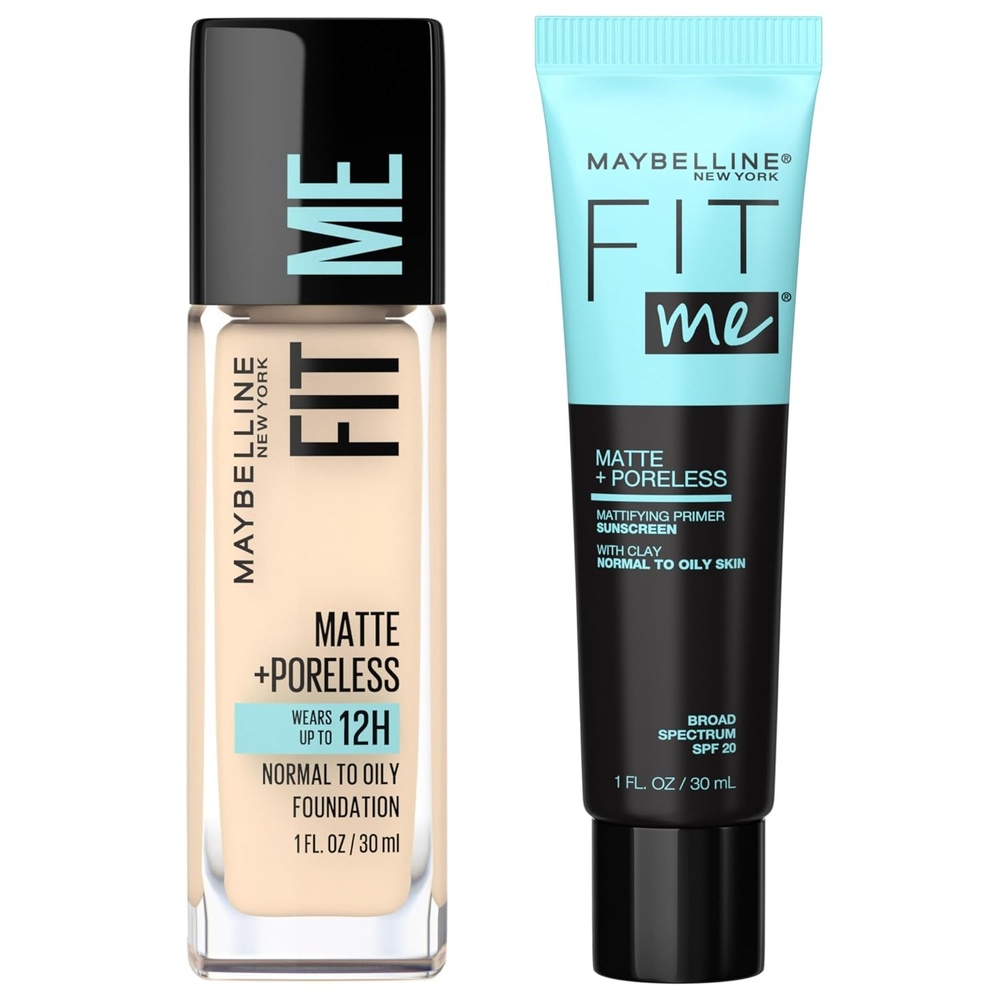 image:imageMaybelline Fit Me Matte Poreless Mattifying Face Primer Makeup With Sunscreen Broad Spectrum SPF 20 16HR Wear Shine Control Clear 1 CountPrimer Porcelain Foundation Bundle